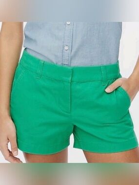 J.Crew Women’s “Broken-In” Chino Shorts Size 4 Kelly Green 100% Cotton
